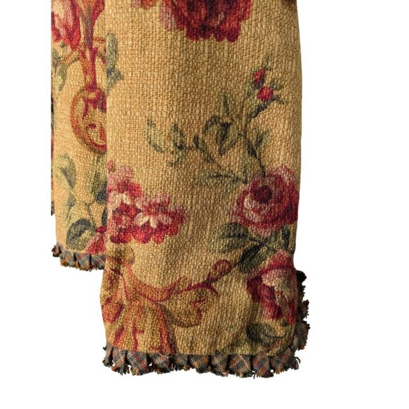 Vintage Painted Pony Womens Floral Tapestry Blazer Jacket Medium Tan Red Ruffle - Picture 2 of 8